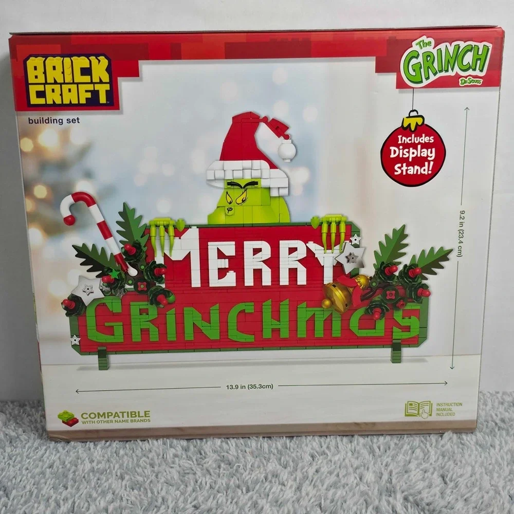 Brickcraft The Grinch Merry Grinchmas Sign Brick Building Kit 568 Pieces Xmas